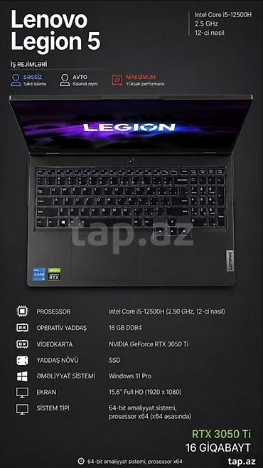 iphone se 2 qiymeti: İşlənmiş Lenovo Legion, 15.6 ", Intel Core i5, 512 GB, Ünvandan götürmə — 4