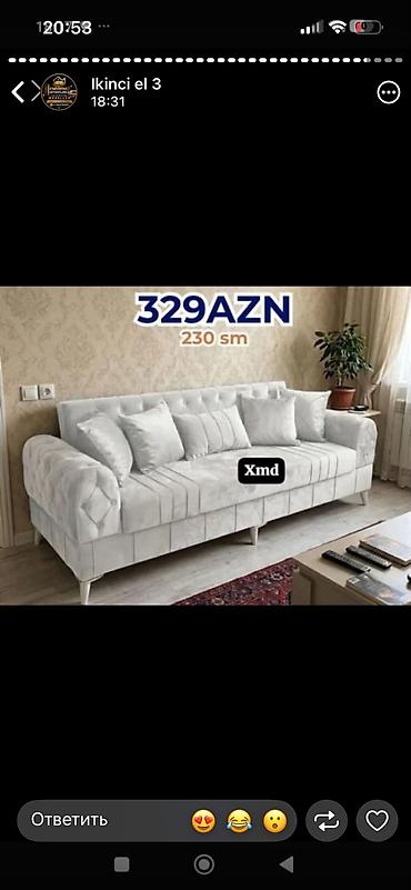 Məhsul: Yumşaq oturacaqlı, geniş salon üçün dizayn edilmiş divan Ölçü