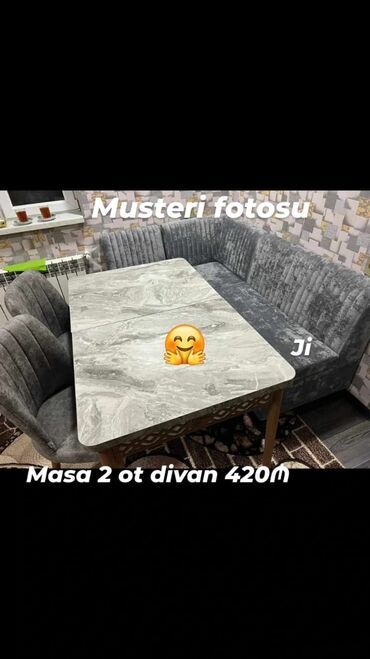 metbext divan: Künc divan və masa desti yeni mətbəx mebeli