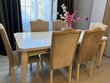 Yemək otağı dəsti – masa və 6 stul Qiymət: 450 azn, real alıcıya