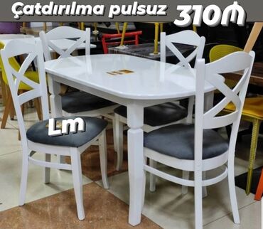 metbex stol stullari instagram: Mətbəx üçün, Yeni, Açılmayan, Oval masa, 4 stul, Azərbaycan