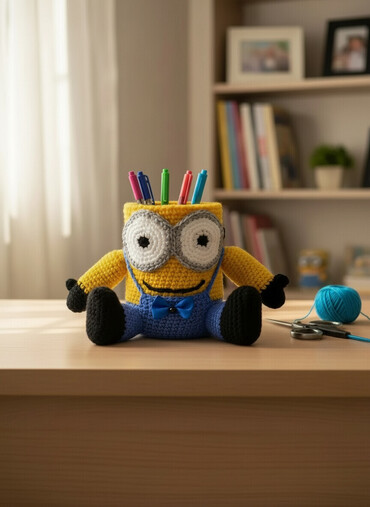 Qələm qabları: Karandaş qabı Minyonəl işidir . Ручная вязка карандашница Миньон, на — 1