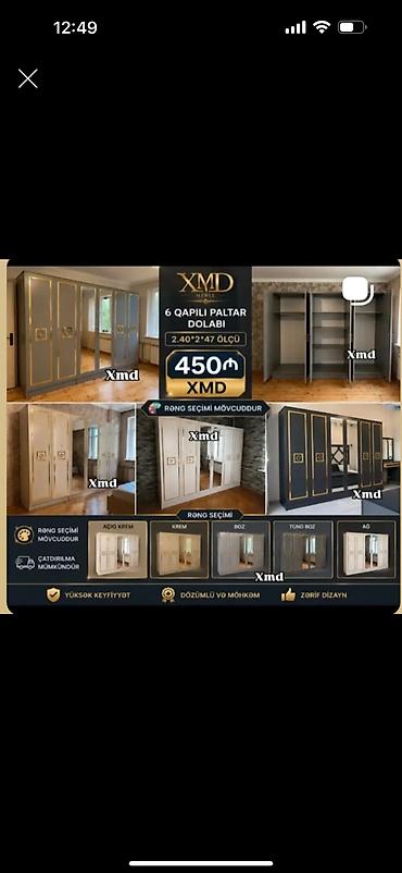 XMD Mebel – 6 qapılı paltar dolabı - Ölçü: 2.40 × 2.47 m - Geniş