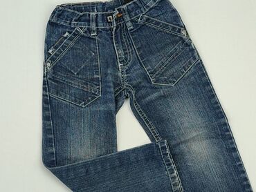 jeansy z przetarciami wysoki stan: Spodnie jeansowe, Lupilu, 4-5 lat, 104/110, stan - Dobry