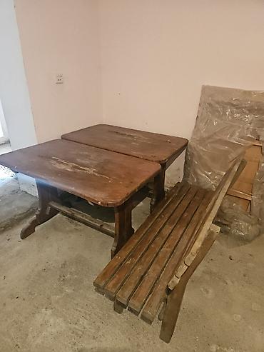 biliard masa: İşlənmiş, Dördbucaq masa, 4 stul, Açılmayan, Skameykalar ilə, Taxta — 3