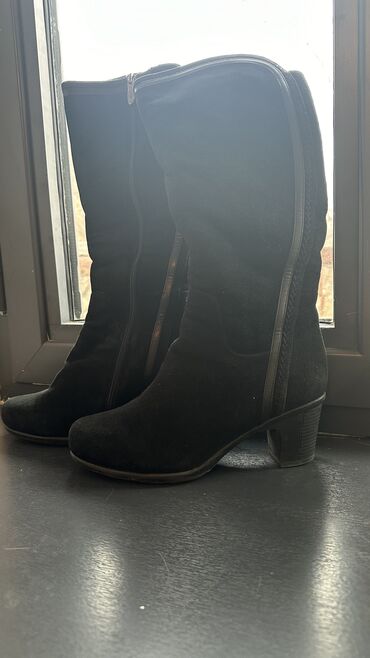 зимный обувь: Сапоги, 38, цвет - Черный