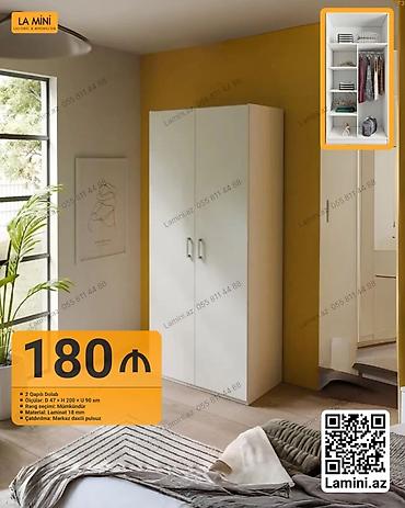 Ev üçün mebel: İki qapılı dolab - Ölçülər: dərinlik 47 sm × hündürlük 200 sm × en 90 — 1