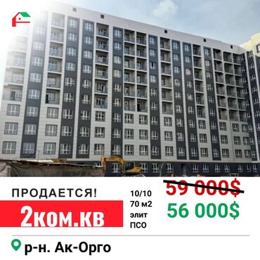 Продажа квартир: 2 комнаты, 70 м², Элитка, 10 этаж, ПСО (под самоотделку)