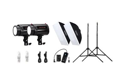 İşıqlandırma: Fotostudiya işıq dəsti "Godox mini Pioneer 200 kit" 2 ədəd Godox mini