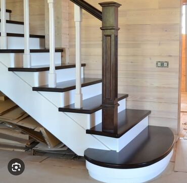 Деревянные лестницы: Деревянная лестница Для дома, Бесплатный замер, Вид дерева: Дуб, Форма лестницы: Много-маршевая, Стиль: Классический — 12