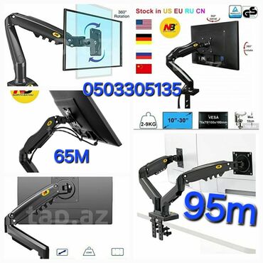Monitorlar: İkili qoşa monitor asmaq üçün stolüstü hərəkətli korşteyn.17-30 LED — 3