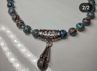 Ogrlice: Ogrlice od kristala mesečev kamen plavi malahit crni turmalin mesečev — 3