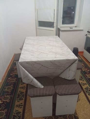 стол шкаф кухонный: Ашкана үстөлү жана отургуч, түсү - Ак