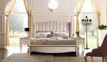 Спальные гарнитуры: Спальный гарнитур, Двуспальная кровать, МДФ, цвет - Бежевый — 3