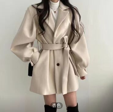 стильное турецкое пальто: Пальто, Осень-весна, С поясом, Карманы накладные, С утеплителем, XL (EU 42)