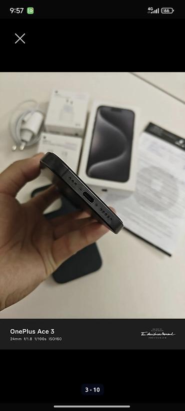 Apple iPhone: IPhone 15 Pro, Б/у, 256 ГБ, Black Titanium, Зарядное устройство, Защитное стекло, Чехол, 83 % at lalafo.kg — 3 Apple iPhone: IPhone 15 Pro, Б/у, 256 ГБ, Black Titanium, Зарядное устройство, Защитное стекло, Чехол, 83 % — 3