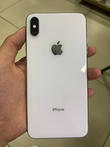 телефон бишкек бу: IPhone Xs Max, Колдонулган, 64 ГБ, Ак, Заряддоочу түзүлүш, Коргоочу айнек, Каптама, 77 %