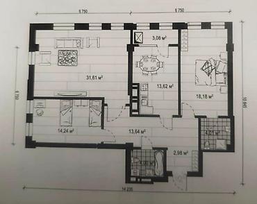 Продажа квартир: 3 комнаты, 105 м², Элитка, 8 этаж, Готовая ПСО (под самоотделку) — 9