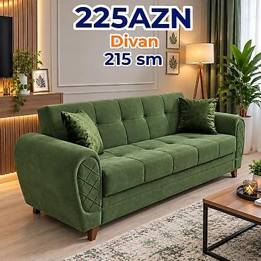 Məhsul: Divan Ölçü: 215 sm Qiymət: 225 AZN - Rəng: zeytun-yaşıl