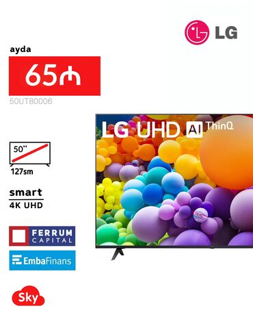 Televizorlar: Yeni Televizor LG Led 50" 4K (3840x2160), Pulsuz çatdırılma