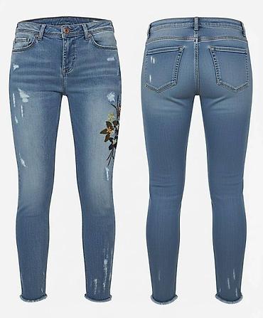 Джинсыштаны брюки Slim Fit с цветочной вышивкой, бренд F&F