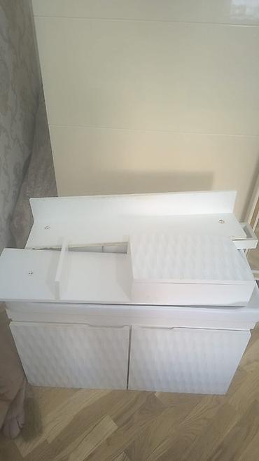шкаф в ванную: Hamam üçün lavabo və şkaf dəsti - Rəng: ağ - Üst hissə: keramika — 8