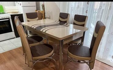 Setovi stolova i stolica: Trpezarijski set – sto sa staklenom pločom i šest stolica - Set — 2