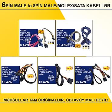 Kabellər "6PİN MALE to 8PİN MALE/MOLEX/SATA Original” MƏHSULLAR TAM lalafo.az -da Kabellər "6PİN MALE to 8PİN MALE/MOLEX/SATA Original” MƏHSULLAR TAM