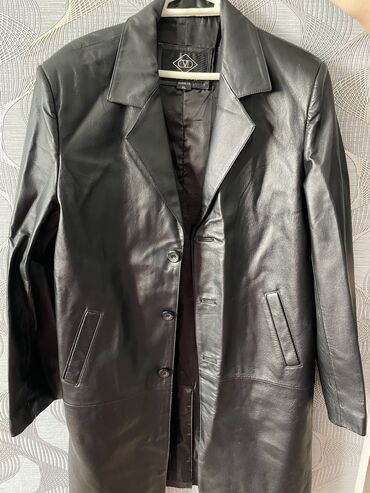 мужской плащ кожаный: Плащ XL (EU 42), цвет - Черный