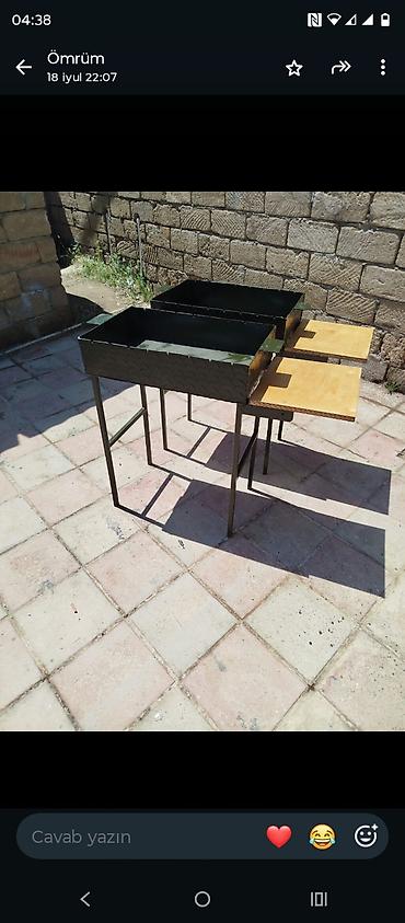 Товары для шашлыка: Mangal dəsti – metal gövdəli, ayaqlı, yanlarında taxta iş masası olan — 2
