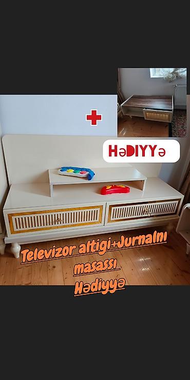 TV altlığı: TV altlığı + jurnal masası dəsti - Rəng: krem/ivory tonlarında — 1