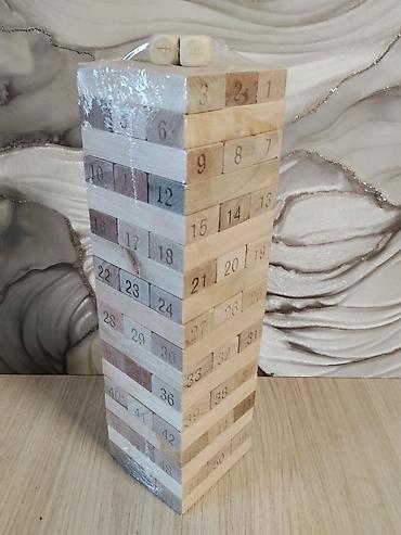Настольные игры: Настольная игра «Башня» (Jenga) из дерева — набор из 54 — 2