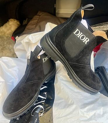 обувь диор: Замшевые челси Dior, черные. - Верх: натуральная замша глубокого — 1