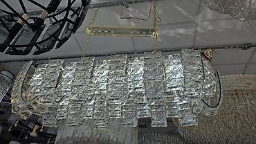 Подвесная люстра с кристаллами, прямоугольная, каскадный дизайн. -