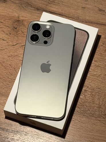 15 pro max новый: IPhone 15 Pro Max, Колдонулган, 256 ГБ, Natural Titanium, Куту, Кабель, 87 %