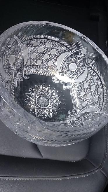 Qab-qacaq və mətbəx ləvazimatları: Kəsilmiş naxışlı kristal meyvə/salat qabı - Material: şəffaf kəsilmiş — 2