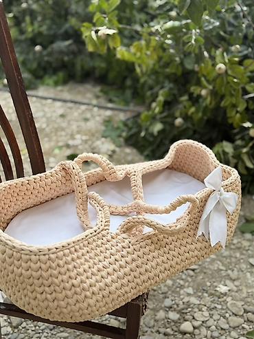 yatag taxt: Əl istehsalı körpə daşıma səbəti (Moses basket) - Material: qalın — 1