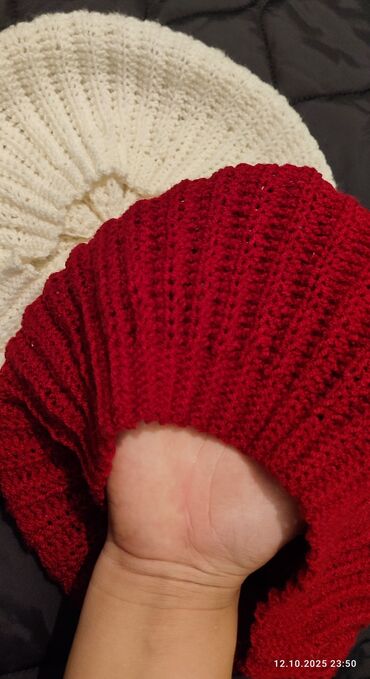 Шапки: Шапка, Беретка, Хлопок, Осень-весна, Вязаная модель — 5