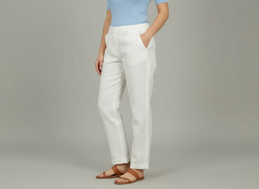 tanie markowe ubrania online: Material trousers for women, size S