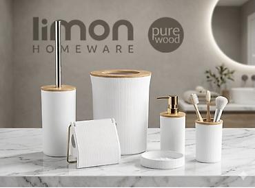 ёрш: Набор аксессуаров для ванной LIMON HOMEWARE (серия Pure Wood), белый с — 1