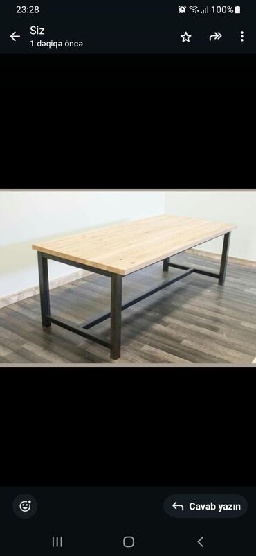 Bağ, çöl masa və oturacaq dəstləri: Metall karkaslı taxta lamelli skamya dəsti - Məhsul: açıq məkana — 8