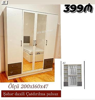 divar refleri: - Dörd qapılı paltar şkafı - Ön hissədə iki ədəd güzgülü qapı - Alt — 1