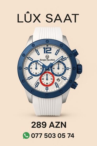 Sergio Tacchini brendinə məxsus bu analoq saat ağ rəngli silikon
