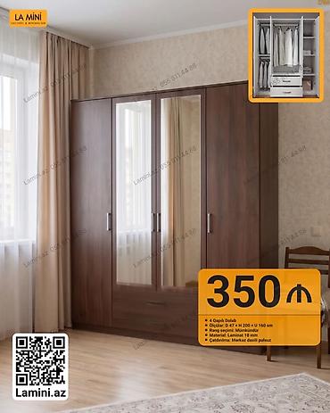 Ev üçün mebel: 4 qapılı paltar dolabı - Ölçülər: Dərinlik 47 sm × Hündürlük 200 sm × — 1