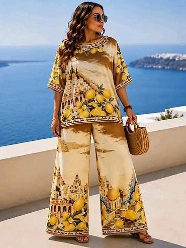 versace mindjuse: Komplet tunika i pantalone sa mediteranskim printom. -Ravna,šira — 1