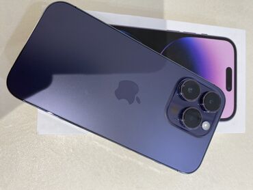 Apple iPhone: IPhone 14 Pro, Б/у, 256 ГБ, Deep Purple, Защитное стекло, Чехол, Коробка, 87 %