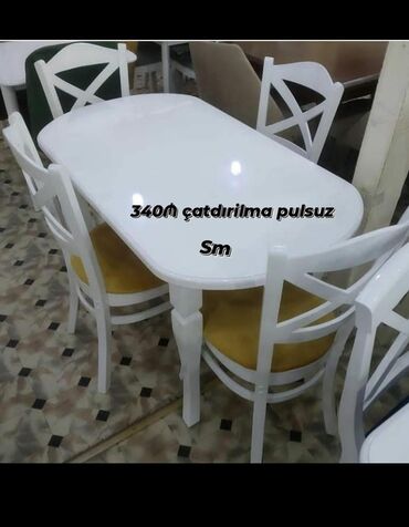 Masalar: Mətbəx üçün, Açılmayan, Dördbucaq masa, 4 stul