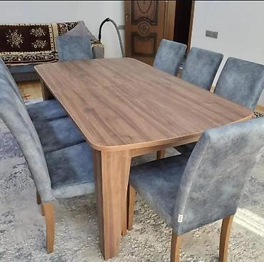 kuxna stolu: Yemək otağı dəsti, Perla mebel - Komplekt: 1 masa + 8stul - Masa — 1