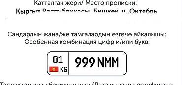 argb controller: Автомобильный госномер с особой комбинацией: 01 KG 999 NMM. - Регион — 1