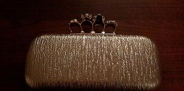 Çantalar: Qızılı rəngli, sərt korpuslu axşam çantası (clutch) - Teksturalı — 1